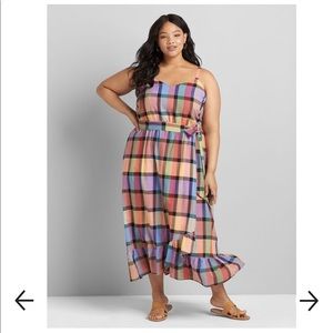 Lane Bryant Sleeveless Cami Plaid Midi Dress